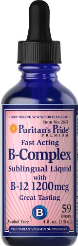 Puritan's Pride Vitamin B-Complex Sublingual Liquid with Vitamin B-12-4 fl oz Liquid
