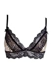 Sally Jones Charlotte Ivory Silk and Black Lace Boudoir Bra Medium White