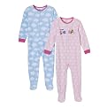 Toddler Girls' Just One Year 2pc Fleece Not Sleepy/Clouds Blanket Sleeper Set - Pink/Blue
