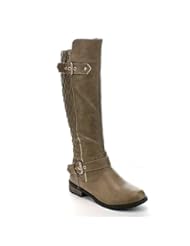 Shoes: FOREVER MANGO-21 Womens Winkle Back Shaft Side Zip Knee High Flat Riding Boots, Color:TAUPE, Size:8.5