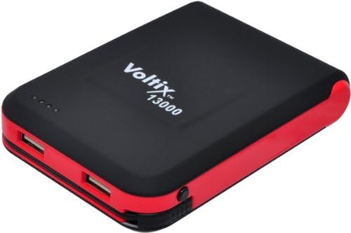 Voltix 13,000mAh Dual USB Power Charger - Retail Packaging - Red/Black
