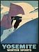 YOSEMITE CALIFORNIA JUMPING SKI SKIING WINTER SPORTS SMALL VINTAGE POSTER REPRO