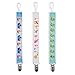 Pacifier Clip with Plastic Teeth - 3 Pack - Cute 2-Sided Design - Universal Soothie Pacifier Holder for Boys and Girls