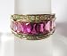 10K Yellow Gold Created Pink Sapphire and Diamond Ring