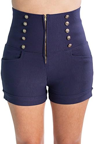 Sidecca Women's Retro 10 Button Nautical High Waist Short