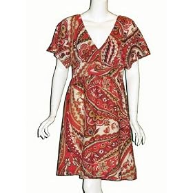 TIBI Kimono Sleeve Dress in Red Multi