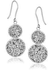 14K White Gold Silver Drusy Double Drop Earring