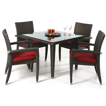 5pc Outdoor PVC Rattan Wicker Patio Dining Table Set