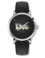 SPRAWL Aanalog Fashion Series Silver Ladies Watches of Genuine Black Leather Strap,Unique Wrist Watch for Women Girls Designed with love