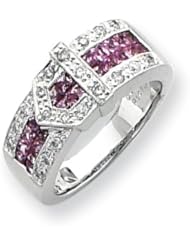 Ann Harrington Jewelry 14k White Gold .33 Ct Tw Diamond And Genuine Pink Sapphire Belt Design Band