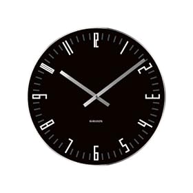 Karlsson Wall Clock Slim Index Black Glass with Mirror Edge