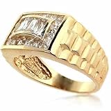 24k Gold Vermeil Simulated Diamond Mens Ring