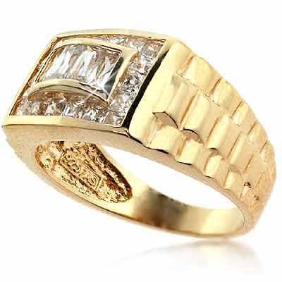24k Gold Vermeil Simulated Diamond Cz Mens