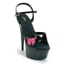 6 Inch Pointed Stiletto Women'S Size Shoe With Embroidered Butterfly And Ankle Strap (Black-9)