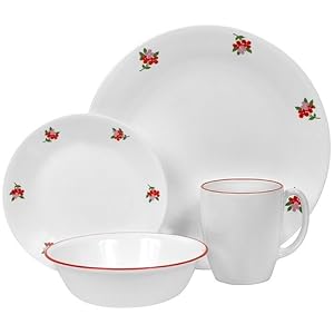 Corelle Livingware 16-Piece Dinnerware Set, Service for 4, Red Floral