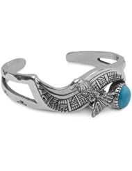 Southwest Spirit Roderick Tenorio Sterling Silver Turquoise Eagle Cuff Bracelet