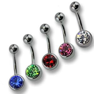 ZEEme Body 159000770 - Piercing unisex de titanio con 5 cristales sintéticos