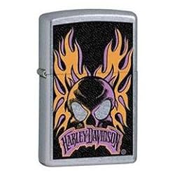 Zippo Harley-Davidson Orange/Purple Skull & FlamesLighter (Silver, 5 1/2 x 3 1/2 cm)
