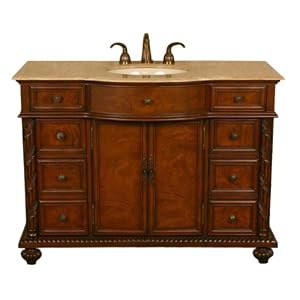 48 Bathroom Furniture Travertine Top Single Sink Vanity Cabinet 193T by HF Gallery