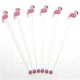 Pink Flamingo Glass Swizzle Sticks, Set of 6