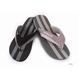 Mens Striped Flip Flops (Black Grey)
