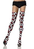 Opaque Thigh High Nylon Stocking with Poker Suit Print