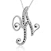 14k White Gold Alphabet Initial Letter A Black Diamond Pendant Necklace-0.10 carat