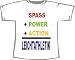 ACHTUNG! TAILLIERTES FRAUEN T-SHIRT: Spaß + Power + Action = Leichtathletik; Frauen T-Shirt weiß, Gr. M
