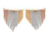 14k Tricolor Gold Beaded Dangling Earrings
