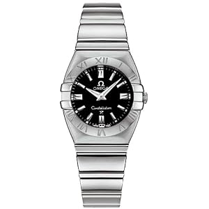 Omega Constellation Womens Black Dial Stainless Steel Double Eagle Watch 1581.51