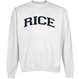 NCAA Rice Owls White Arch Applique Crew Neck Fleece Sweatshirt