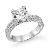 Certified, Round Cut, Solitaire Diamond Ring in 14K Gold / White (2 ct, K Color, SI2 Clarity)
