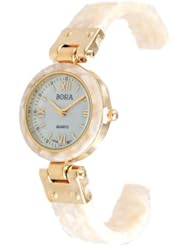 Bora Ivory and Gold-tone Bangle Cuff Watch