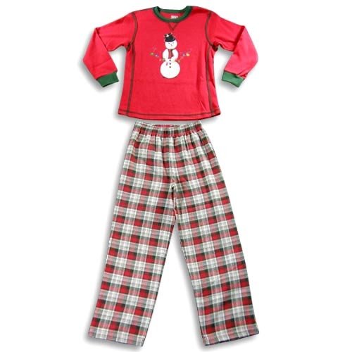 Wes & Willy   Boys Long Sleeve Snowman Pajamas, Red, Army Green