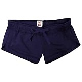 Solid Navy Blue Chrissy Short Novelty Girl Boxers Mini Itty Bitty Fleece Shorts Covered elastic waist, available in 5 adult sizes