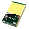 Ampad 20-280 Evidence Recyc. Perf 8-1/2x14 Legal Rule Pads, Margin, Canary, 50 Shts, Dozen