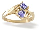 14K Yellow Gold Genuine Trillion Tanzanite Bypass Ring