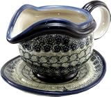 Polish Pottery Gravy Boat with Saucer 1530-du41