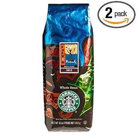 Starbucks Whole Bean Coffee, French Roast, 16-Ounce Bags (Pack of 2)