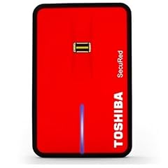 Toshiba SecuRed PA4052E-1HB0  200 GB externe Festplatte (6,4 cm (2,5 Zoll), USB 2.0, Fingerabdruck-Sensor, Free Fall Sensor) rot
