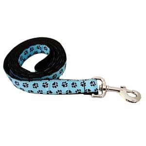 Large Blue/Chocolate Puppy Paws Dog Leash - Nylon Webbing: 1