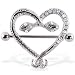 Jeweled snake heart nipple shield, 14 ga,sold individually