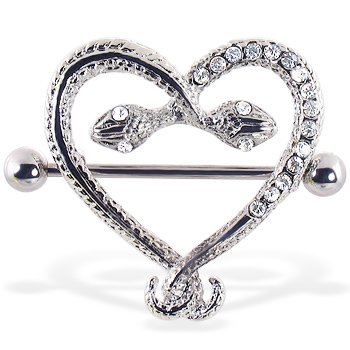 Unique Style 2 Snake Heart Nipple Shield Women Piercing Jewelry