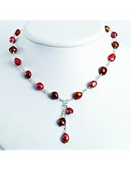 925 Sterling Silver Copper Brown Freshwater Cultured Pearl Necklace