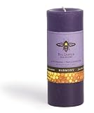 Long-lasting Hand-cast 100% Pure Beeswax Candle, 2 inch x 4 1/2 inch Aromatherapy Pillar - Harmony (Lavender-Geranium)