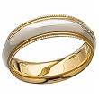 18K Gold Yellow And Platinum Comfort Fit Milgrain Men's Wedding Band