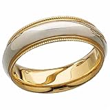 Comfort Fit Milgrains Men's Platinum and Gold Wedding Band