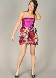 Strapless Painted Floral Cocktail Dress for Bridesmaid Formal Prom