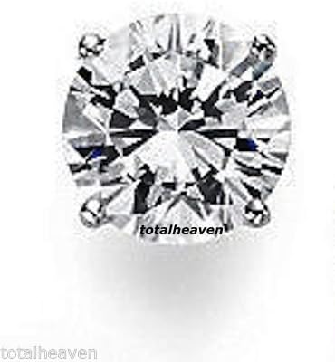 14k White Gold 5mm (0.20") Single CZ Stud Earring Round Brilliant Cut 0.50 Carat Mens Half a Pair (1 piece)