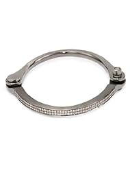 Borgioni Micro Pave Black Rhodium Gold Hand Cuff Bangle Bracelet
